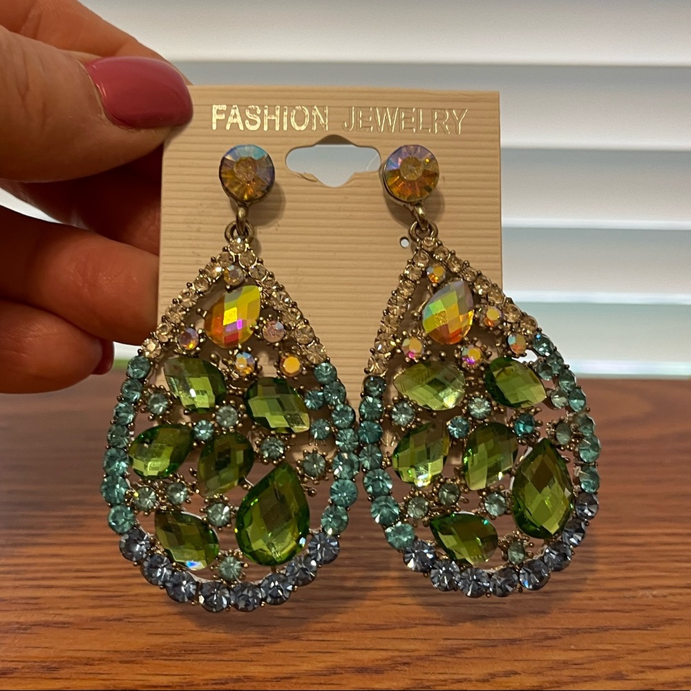 Iridescent dangle earrings